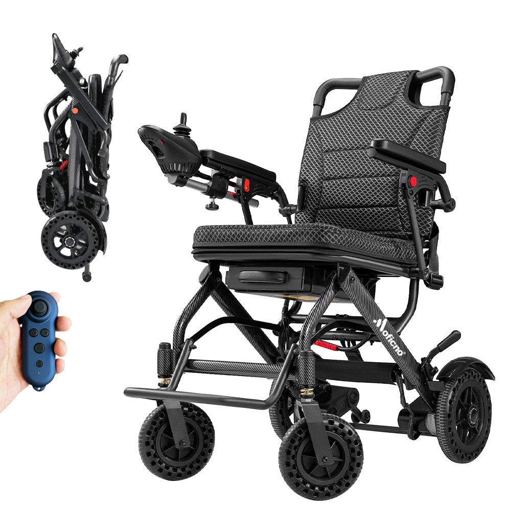 Lightweight Folding Electric Wheelchair, Only 34lbs, Foldable Power Wheelchair for Adults, Dual Motors, Motorized Mobility Scooters for Seniors, All Terrain, Travel Size, Airline Approved