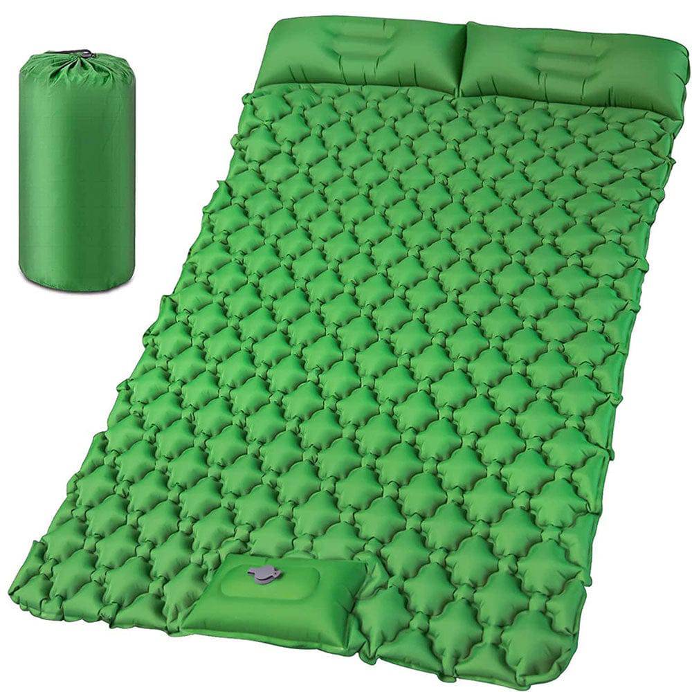 COOLBABY LZM-CQSD Double Camping Sleeping Pad, Inflatable Camping Pad Foot Press Ultralight 2 Person Camping Mat with Pillow for Camping Hiking Traveling Backpacking Tent - COOL BABY