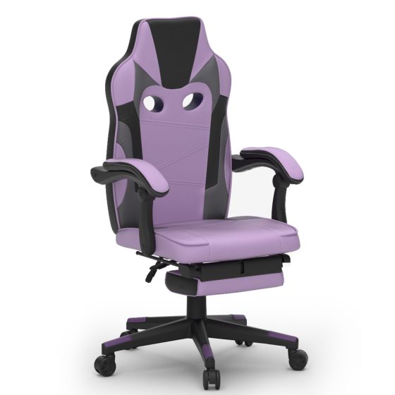 High Back Black & Violet Video Gaming Chair with PU Leatherette