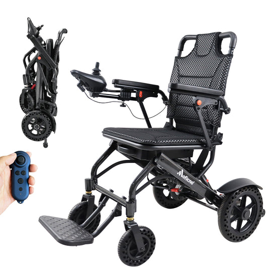 Lightweight Folding Electric Wheelchair, Only 34lbs, Foldable Power Wheelchair for Adults, Dual Motors, Motorized Mobility Scooters for Seniors, All Terrain, Travel Size, Airline Approved