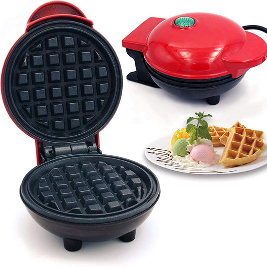 COOLBABY Mini Waffle Maker,Portable Personal Waffle Maker for Breakfast, Lunch, Easy to Clean,Non-Stick Sides ZRW-HFBJ