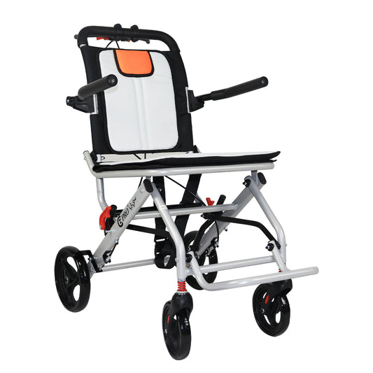 Aluminum wheelchairs for the elderly wheelchairs disabled portable foldable double support frame small hand push Super Lightweight (Only 19lbs）