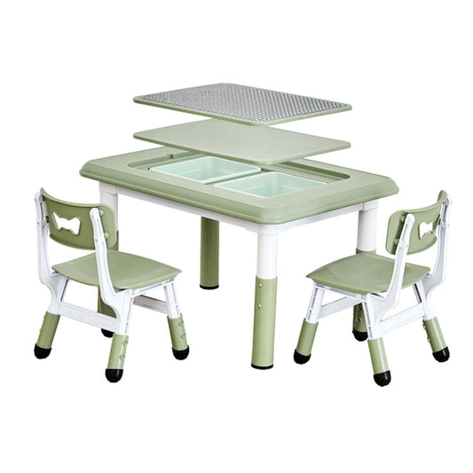 COOLBABY One Table and Two Chairs Sets for Kids,2 in 1 Kids Furniture Learning Desk Building Block Game Table - COOL BABY