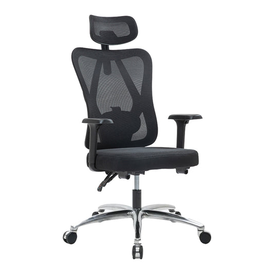 Ergonomic Office Chair – High Back Desk Chair with Adjustable Lumbar Support, 3D Metal Headrest and Armrests – 130° Computer Chair Mesh Rocking Chair, Black