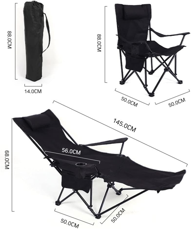 COOLBABY Portable Outdoor Camping Chairs,Beach Armchair,Sit and Lie Dual -purpose,With Cup Support, Net Pocket,Beach Folding Chair Fishing Chair,Black - COOLBABY