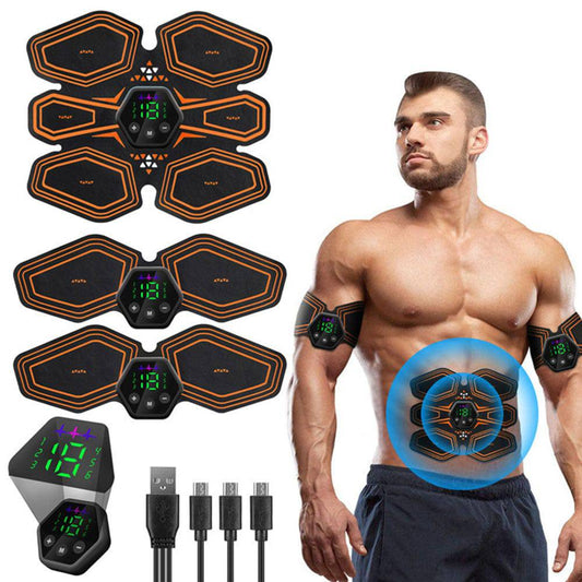 COOLBABY LZM-FJT01 EMS Muscle Stimulator,ABS Stimulator Trainer, Abdominal Toning Belt Muscle Trainer, Portable Fitness Trainer for Abdomen, Arm and Leg, with 6 Modes 19 Levels - COOL BABY