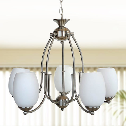 Up light Chandelier 5 Arms - Satin Nickle