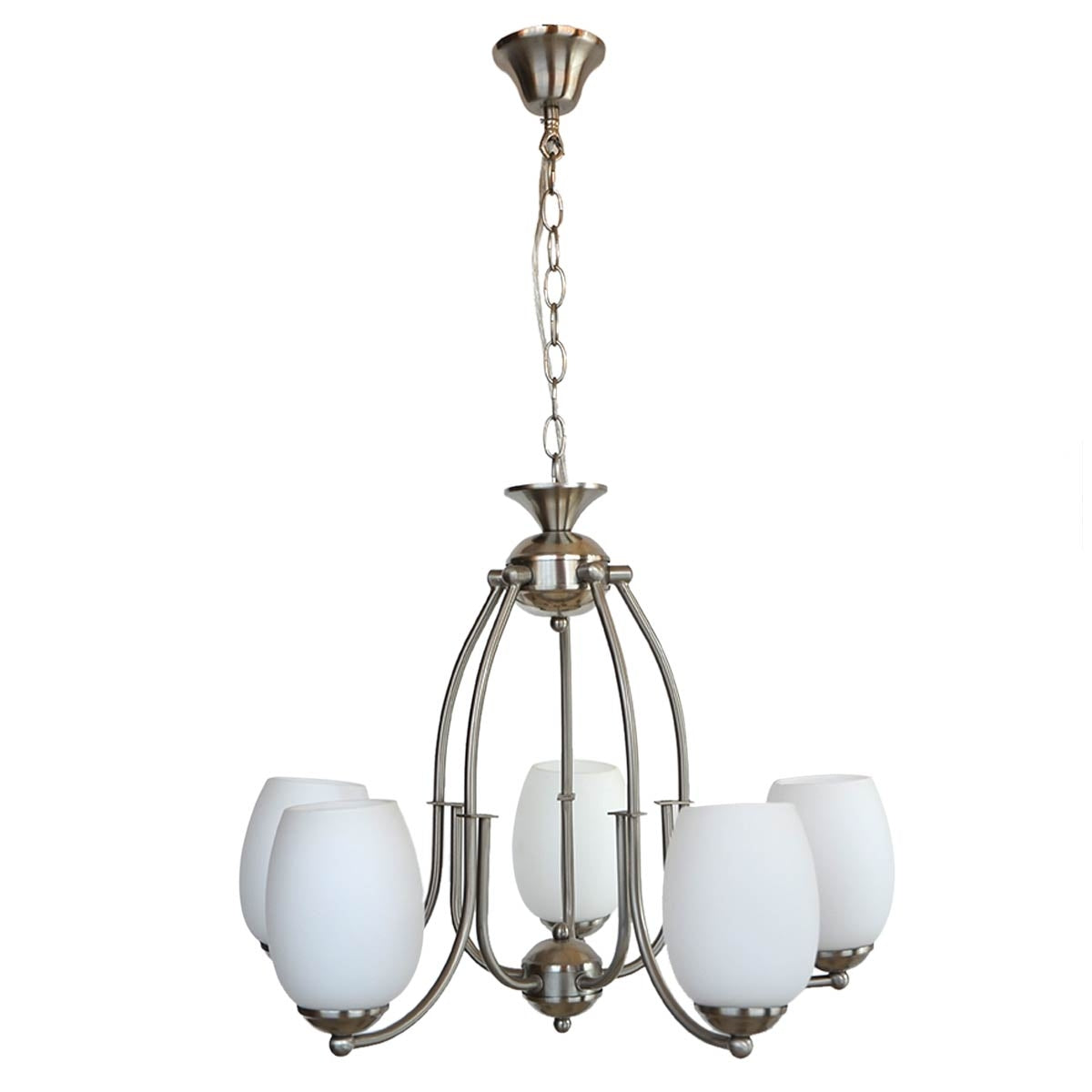 Up light Chandelier 5 Arms - Satin Nickle