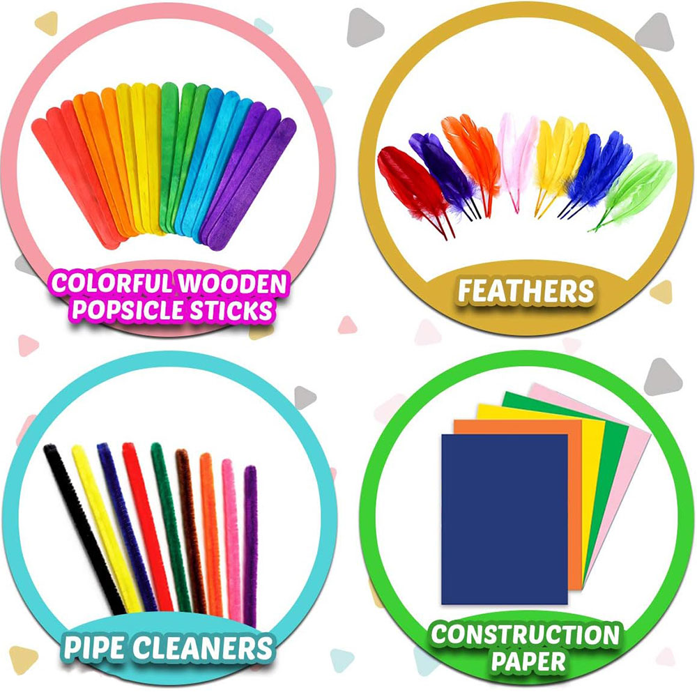 COOLBABY ZRW-GYWJ Arts and Crafts Supplies for Kids - Craft Kits for Kids Age 4-8 with Construction Paper & Craft Tools, Girls Toys, DIY School Craft Project - COOL BABY