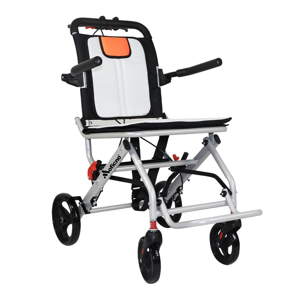 Aluminum wheelchairs for the elderly wheelchairs disabled portable foldable double support frame small hand push Super Lightweight (Only 19lbs） - COOLBABY