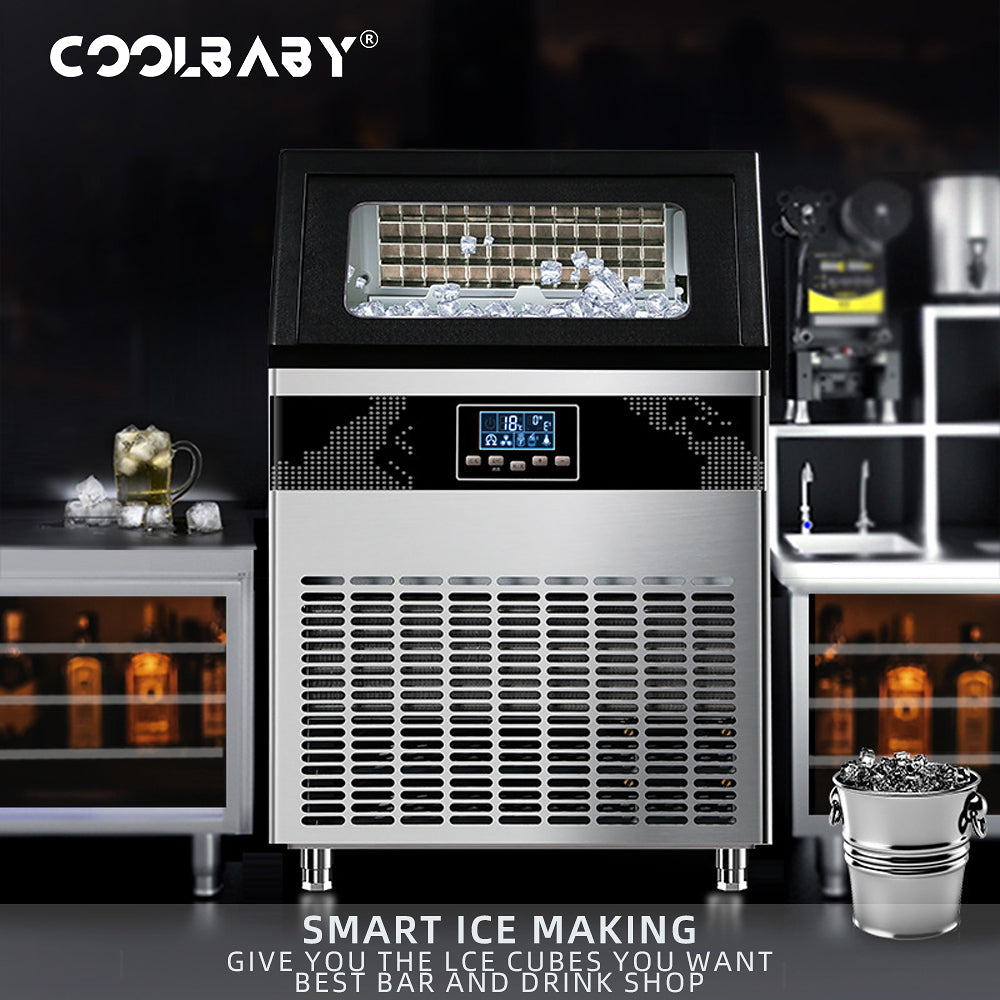 Wellcome Commercial Milk Tea Shop Hotel New Large Ice Machine 120KG Fully Automatic Small Cube Ice Making Machine - COOLBABY