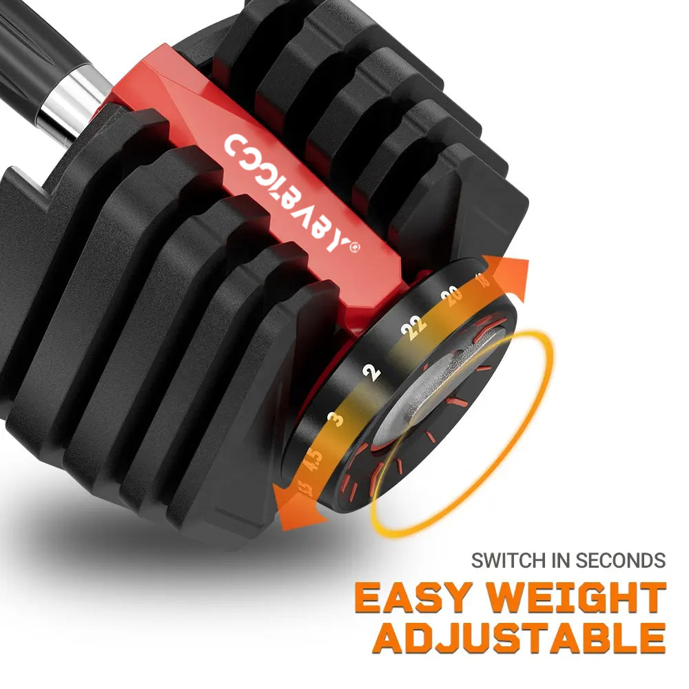 COOLBABY Adjustable 22KG Dumbbell（2KG to 22KG）,15-in-One Weights Training,Non-Slip Handle Grip,Security Locking,Dumbbell for Home GYM - COOLBABY