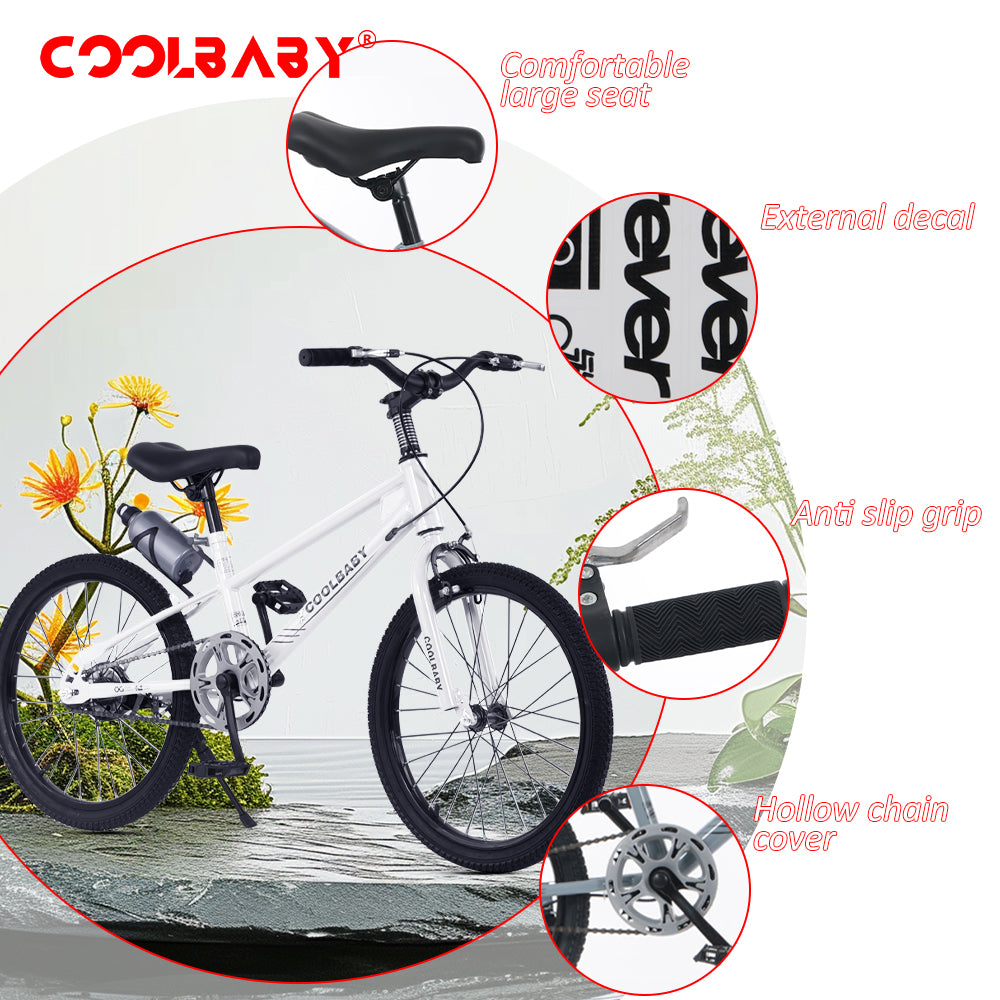 COOLBABY High carbon steel frame adjustable height double brake mountain bike for teenagers - COOLBABY