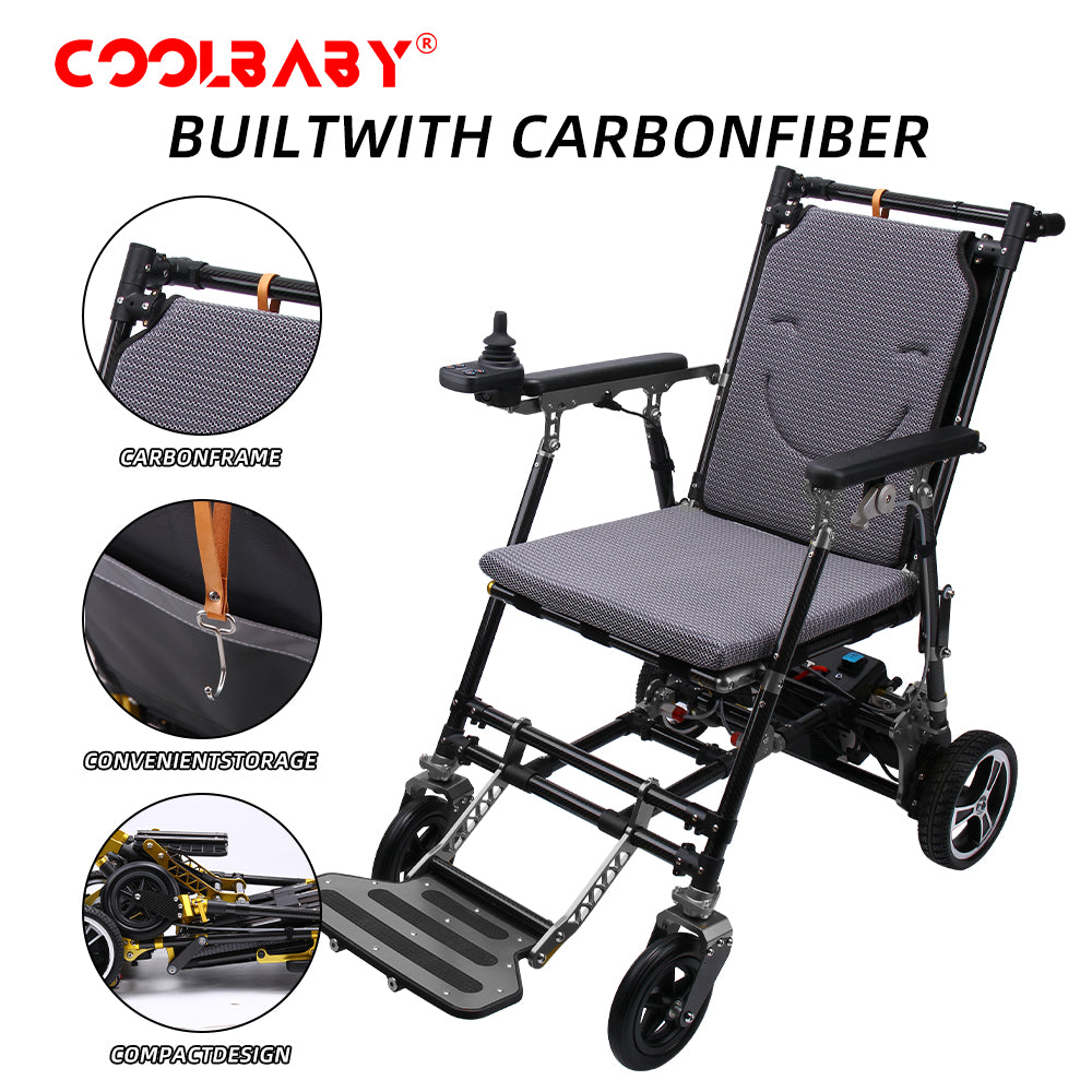 COOLBABY Super Lightweight (Only 16kg) Portable Transit Travel Wheelchair, Folding Transport Wheelchairs for Adults and Seniors - COOLBABY