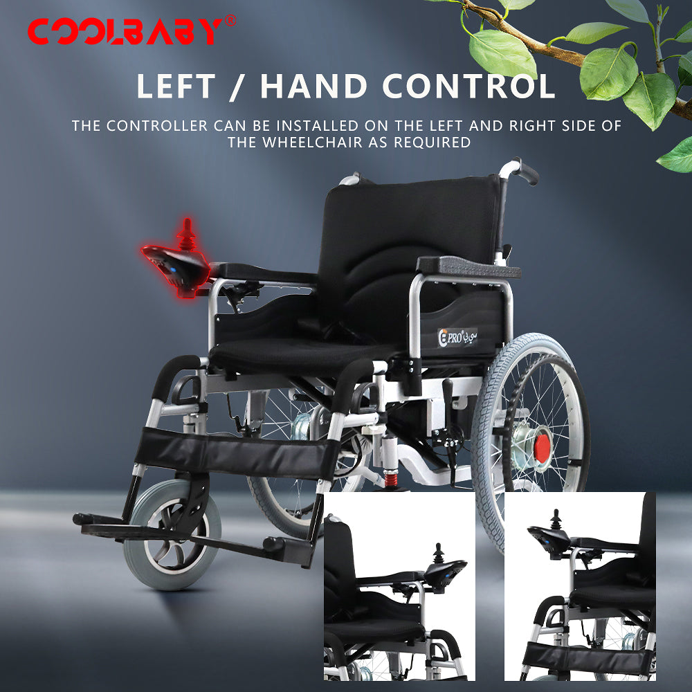 COOLBABY Electric Wheelchair Heavy Duty Foldable Electric Wheelchairs 52cm Widen Seat For Adults And Seniors - COOLBABY