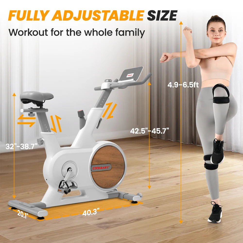 COOLBABY Indoor Magnetic Spinning Bike With Bluetooth APP,Exercise Bike for Home Workout,Motorized Magnetic,Tablet Holder,WQSJ-JSC01 - COOLBABY