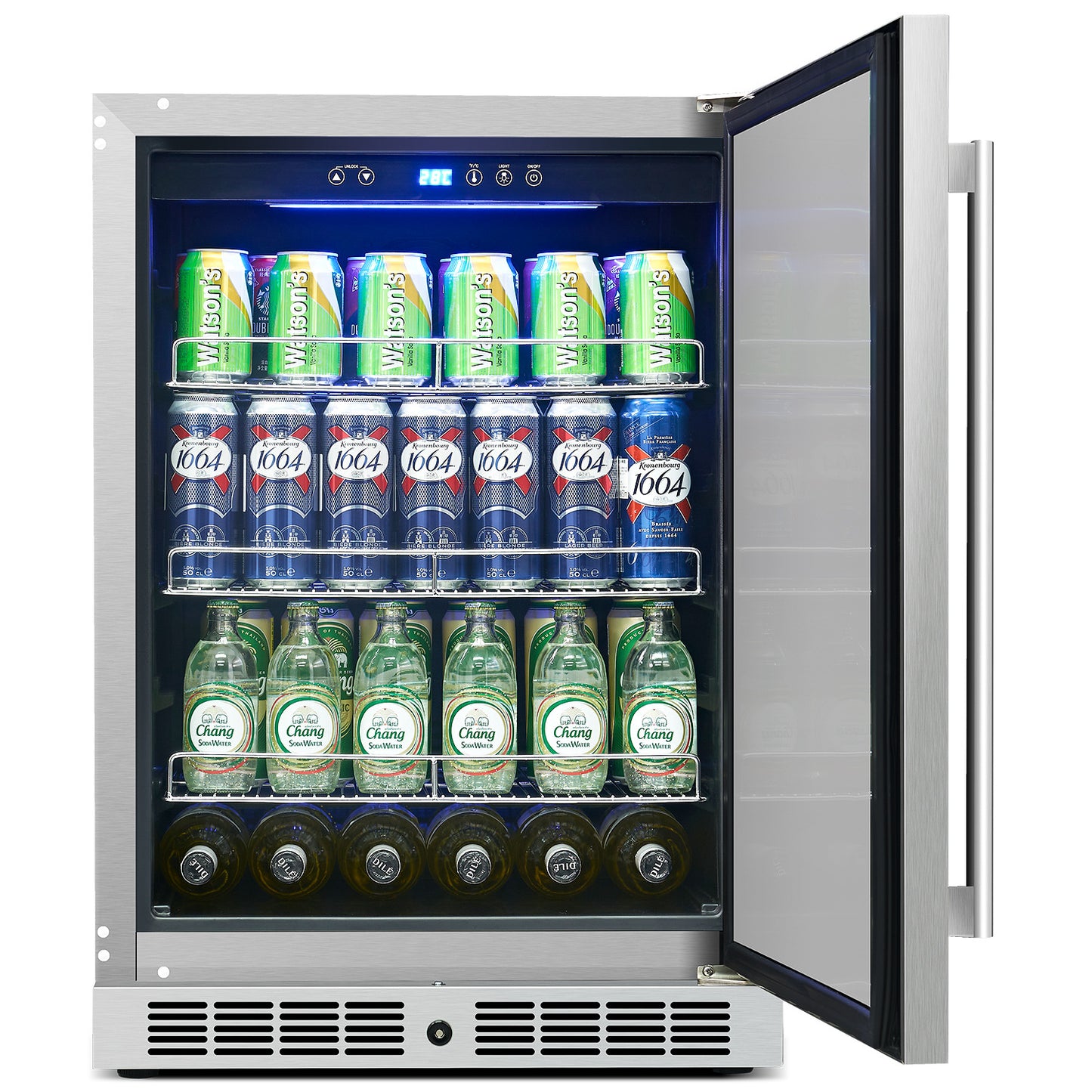 Beverage Cabinet, Wine Refrigerator, Built-in Under the Counter, Stainless Steel Cooler