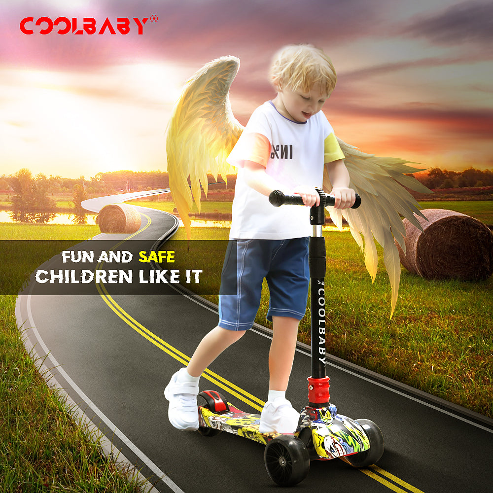 Coolbaby 303-JW Kid's Scooter 3-Wheel Mini Scooter Best For Gifts For Children From 3 To 12 Years Old - COOL BABY