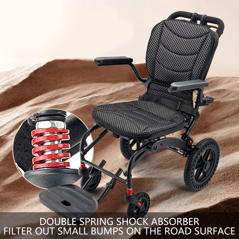 Ergonomic Manual Wheelchair Foldable Lightweight Wheelchair with Pull Rod for Elderly 9KG Aluminum Alloy Travel Wheelchair