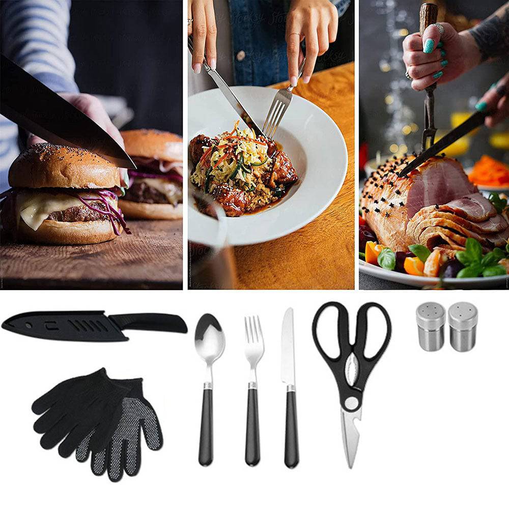 COOLBABY Portable Camping Kitchen Utensil,Outdoor Barbecue Tool Set-34 Piece Cookware Kit - COOL BABY