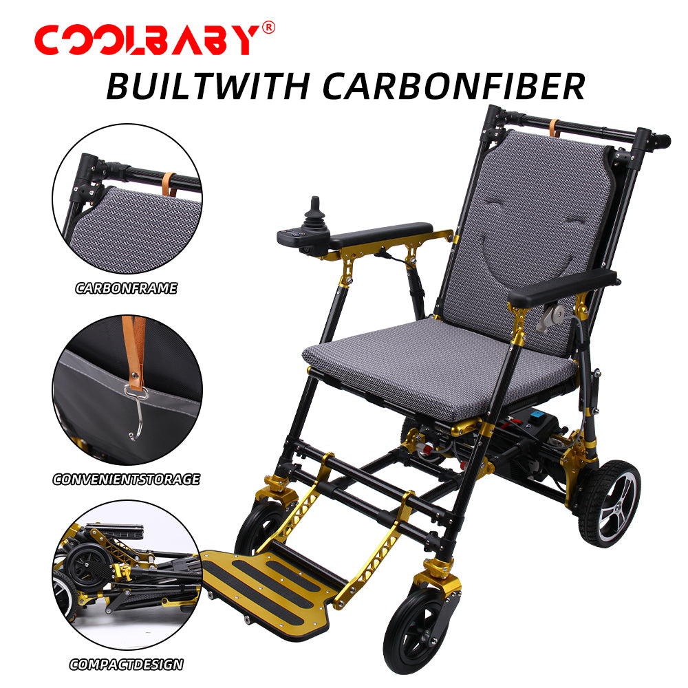 COOLBABY Super Lightweight (Only 16kg) Portable Transit Travel Wheelchair, Folding Transport Wheelchairs for Adults and Seniors - COOLBABY