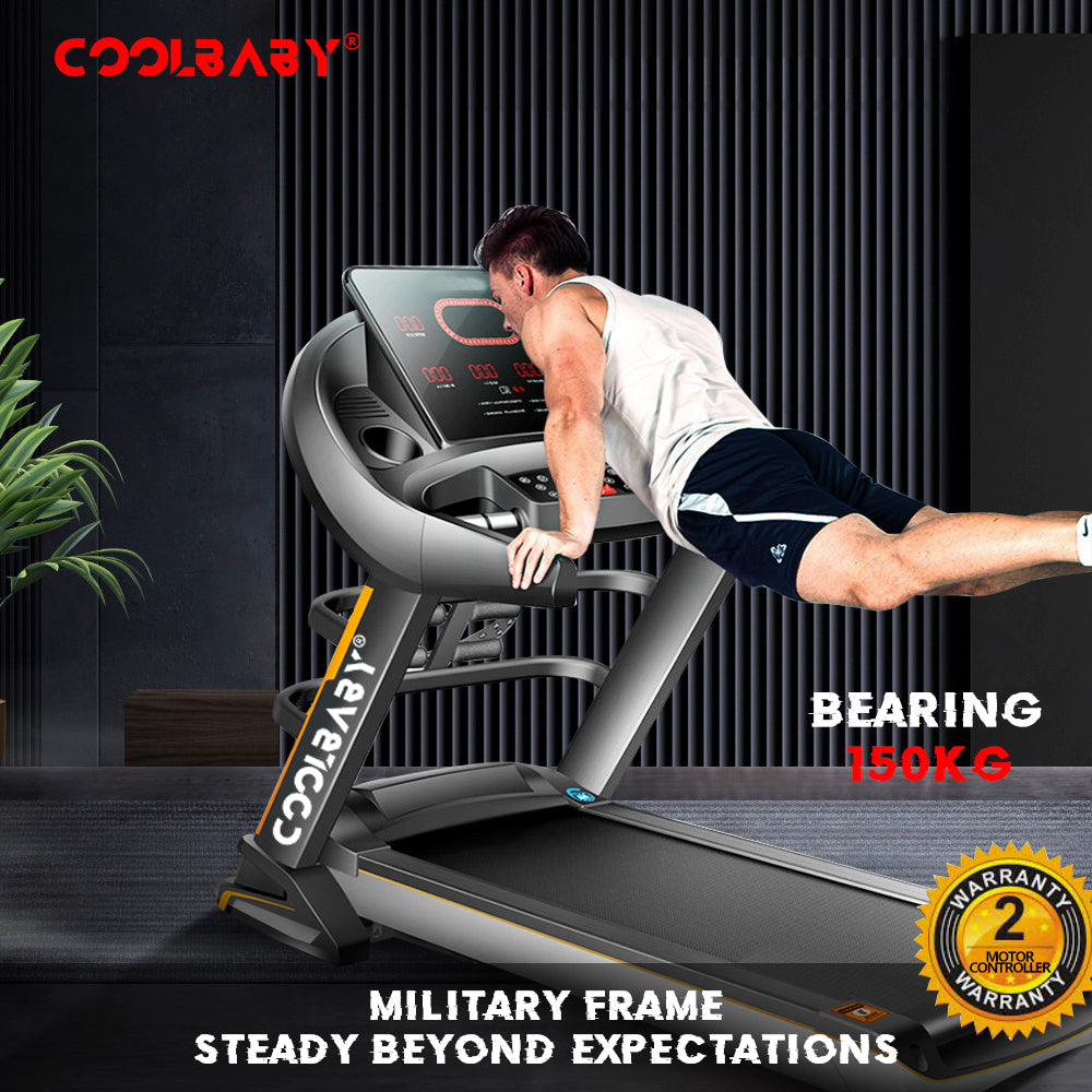 Powerful 4 HP Treadmill with Auto Incline, and Bluetooth Speaker - Ideal for Serious Runners - COOLBABY