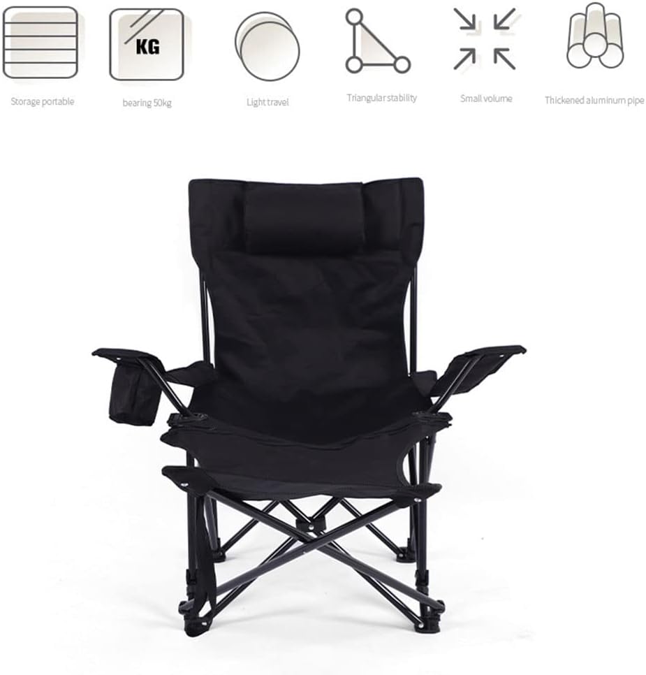COOLBABY Portable Outdoor Camping Chairs,Beach Armchair,Sit and Lie Dual -purpose,With Cup Support, Net Pocket,Beach Folding Chair Fishing Chair,Black - COOLBABY