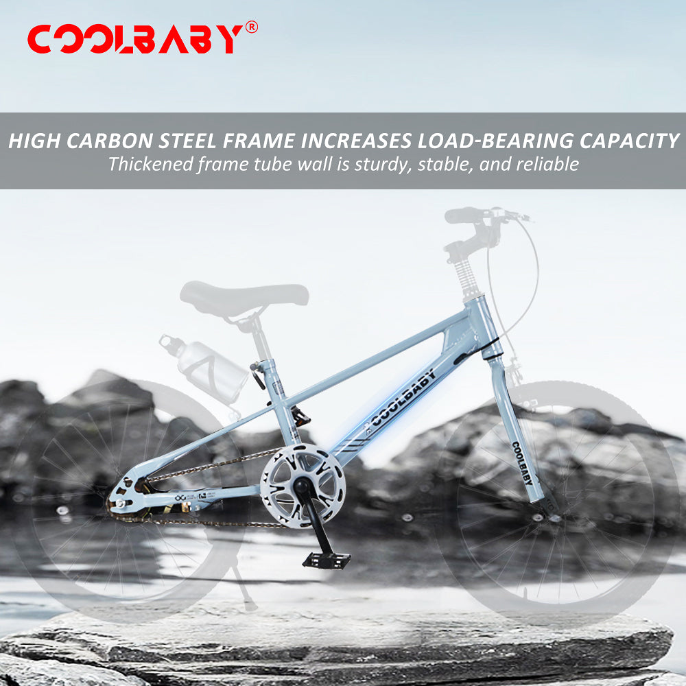 COOLBABY High carbon steel frame adjustable height double brake mountain bike for teenagers - COOLBABY