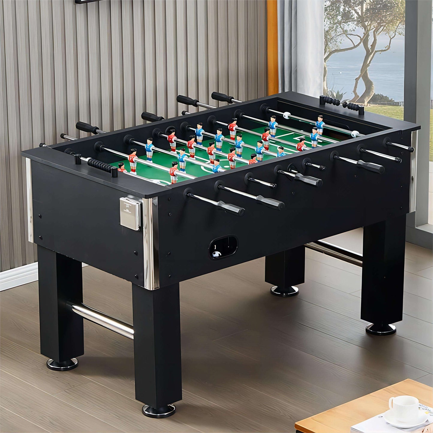 55 Inch Full Size Foosball Table Game Soccer Table for Adults - Perfect for Home, Office or Game Room - Black