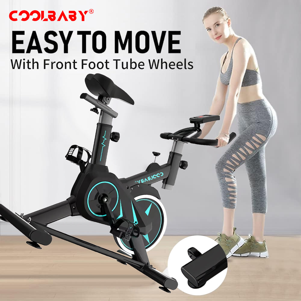 COOLBABY Indoor Cycling Bike - Magnetic Resistance, with Phone Holder, Heart Rate Monitor, Exercise Bike Cycle Stationary Bikes - COOLBABY