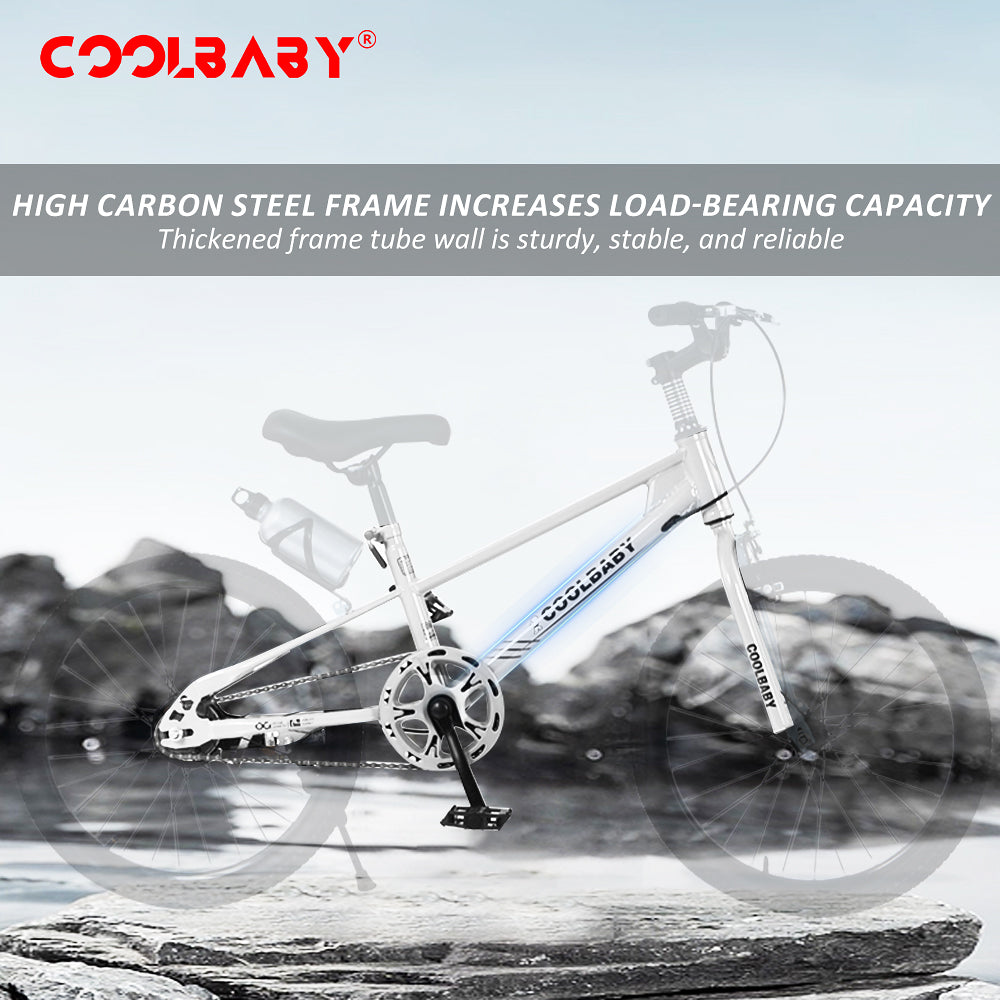 COOLBABY High carbon steel frame adjustable height double brake mountain bike for teenagers - COOLBABY