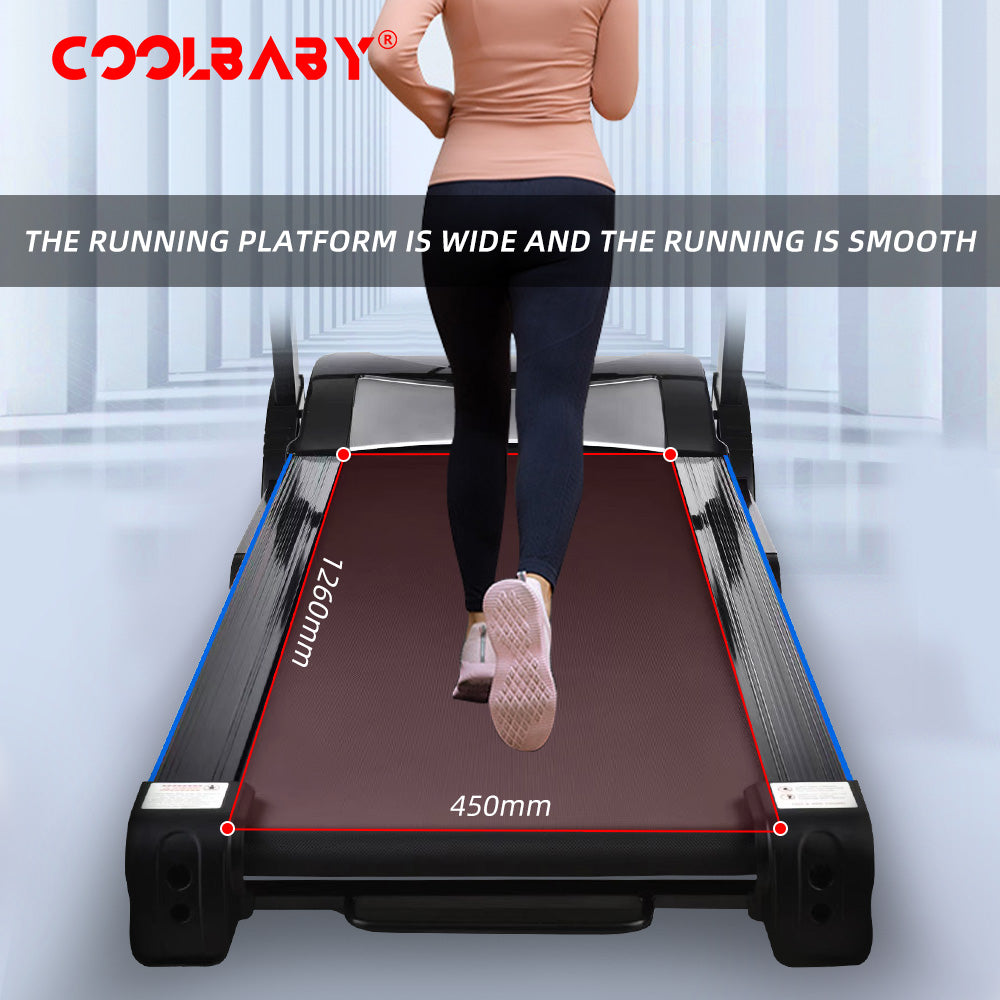 COOLBABY Folding Treadmill, Manual Incline Running Machine with 12 Preset Program, LCD Monitor & Heart Rate Sensor Exercise Equipment - COOLBABY