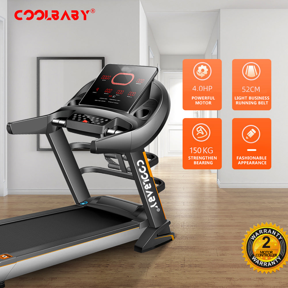 Powerful 4 HP Treadmill with Auto Incline, and Bluetooth Speaker - Ideal for Serious Runners - COOLBABY