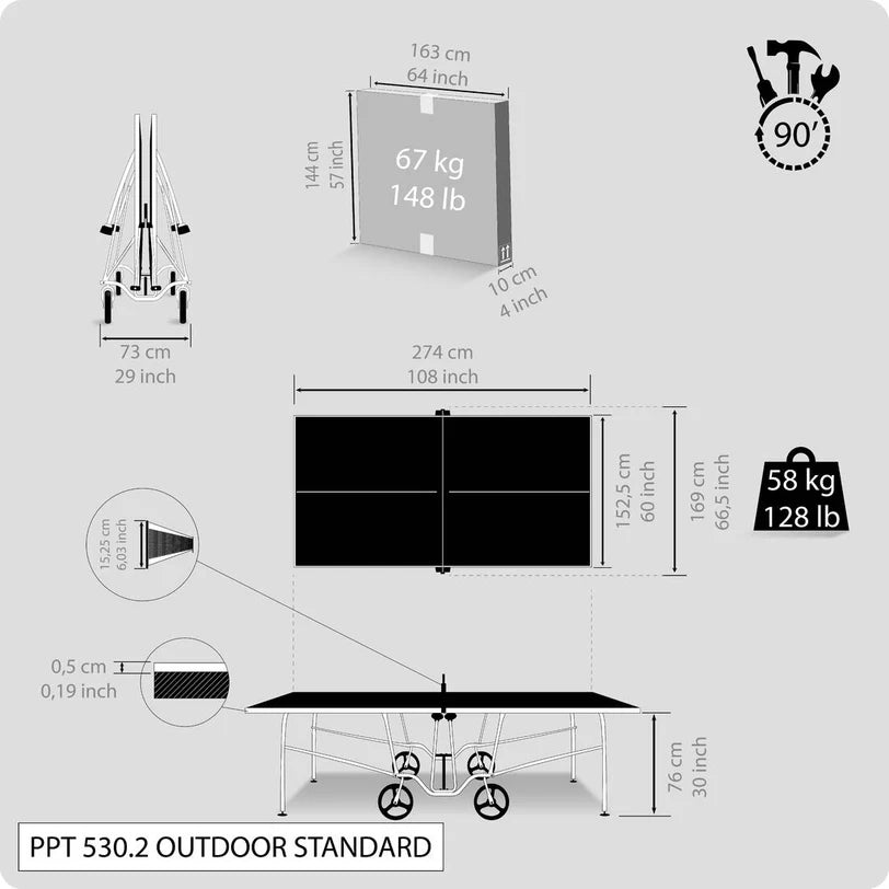 Outdoor Table Tennis Table - Blue - COOLBABY