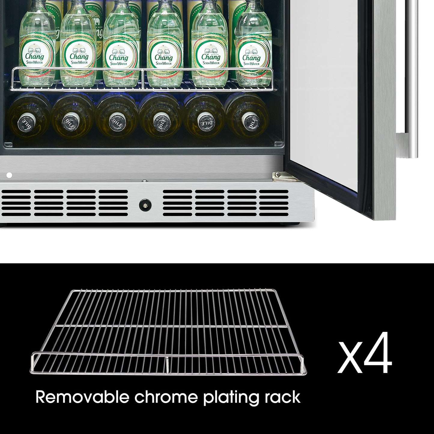 Beverage Cabinet, Wine Refrigerator, Built-in Under the Counter, Stainless Steel Cooler