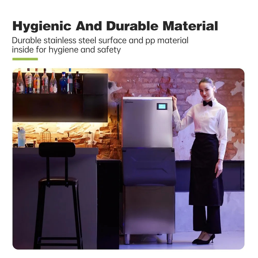 Commercial Ice Maker Machine,1102lbs（500kg）/24 h,440lbs （200kg）Storage Bin,Automatic Cleaning,Blue Ray,Perfect for Bar/Cafe/Restaurant