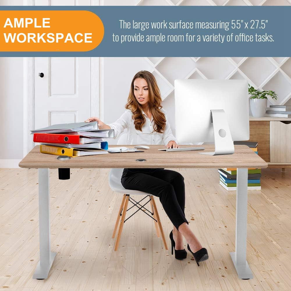 COOLBABY 55×27.5 Inch Electric Height Adjustable Standing Desk,Office Desk for Standing or Sitting,Splice Board Home Office Computer Standing Table