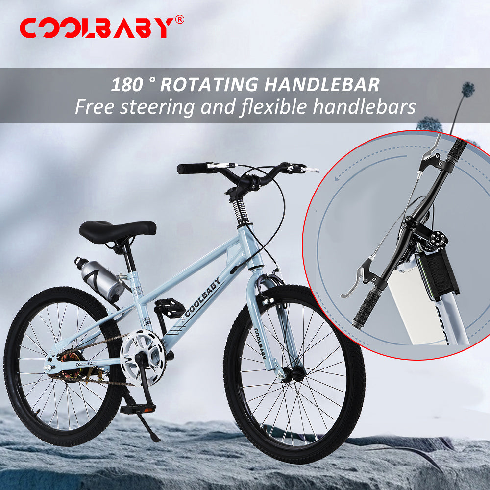 COOLBABY High carbon steel frame adjustable height double brake mountain bike for teenagers - COOLBABY