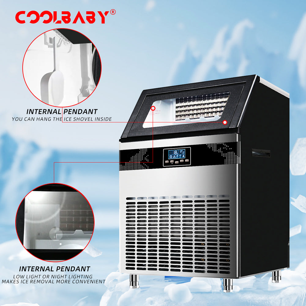 Wellcome Commercial Milk Tea Shop Hotel New Large Ice Machine 120KG Fully Automatic Small Cube Ice Making Machine - COOLBABY