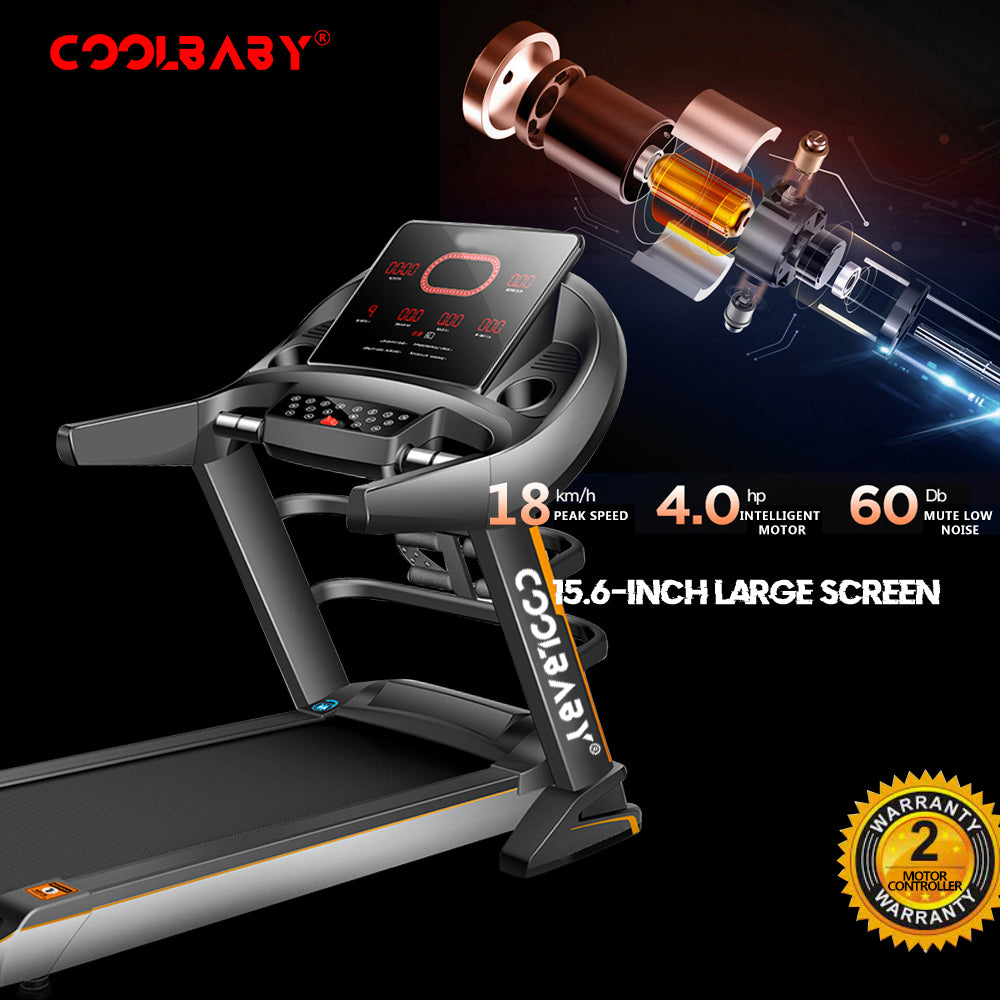 Powerful 4 HP Treadmill with Auto Incline, and Bluetooth Speaker - Ideal for Serious Runners - COOLBABY