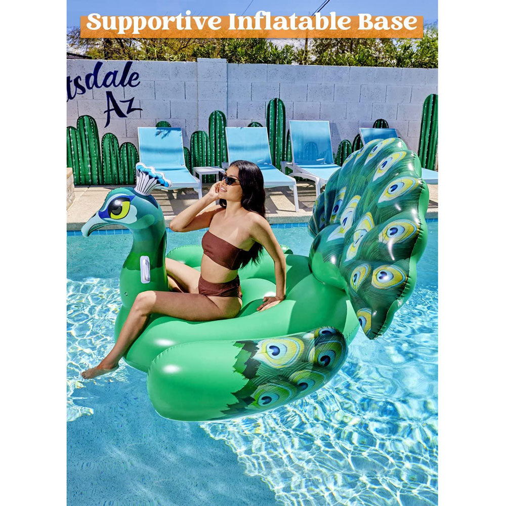 COOLBABY Inflatable Peacock Pool Float,Ride on Raft for Swimming Pool,Beach Floaties,Party Decoration Toys, Pool Island, Summer Pool Raft Lounge - COOLBABY