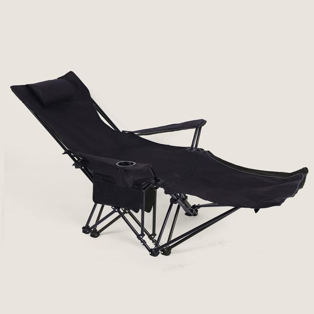 COOLBABY Portable Outdoor Camping Chairs,Beach Armchair,Sit and Lie Dual -purpose,With Cup Support, Net Pocket,Beach Folding Chair Fishing Chair,Black - COOLBABY