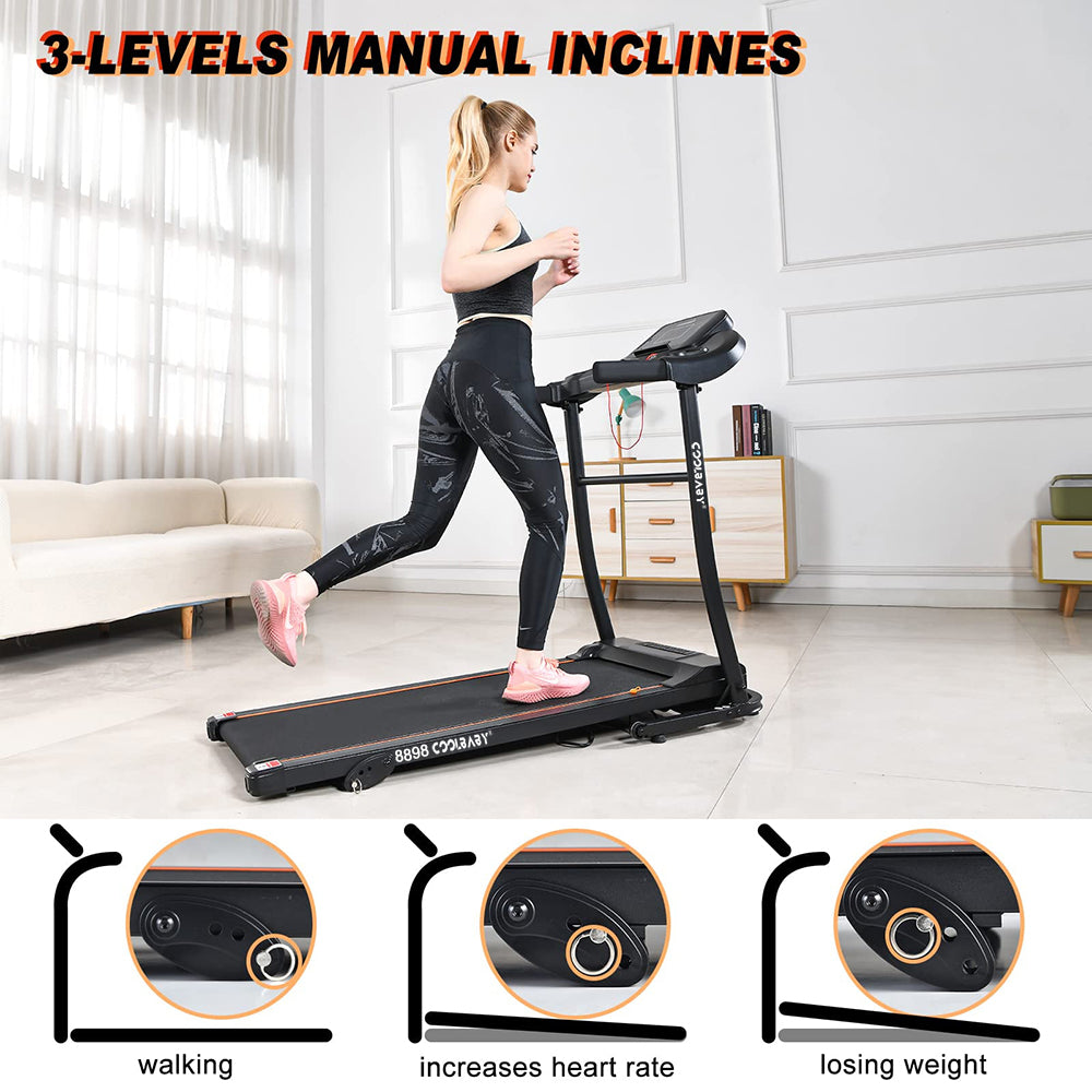 COOLBABY Folding Treadmill,1.5HP Portable Treadmill Easy Assembly Fitness Running Jogging Machine Speed 1.0-10KM/H,LZM-PBJ01 - COOLBABY