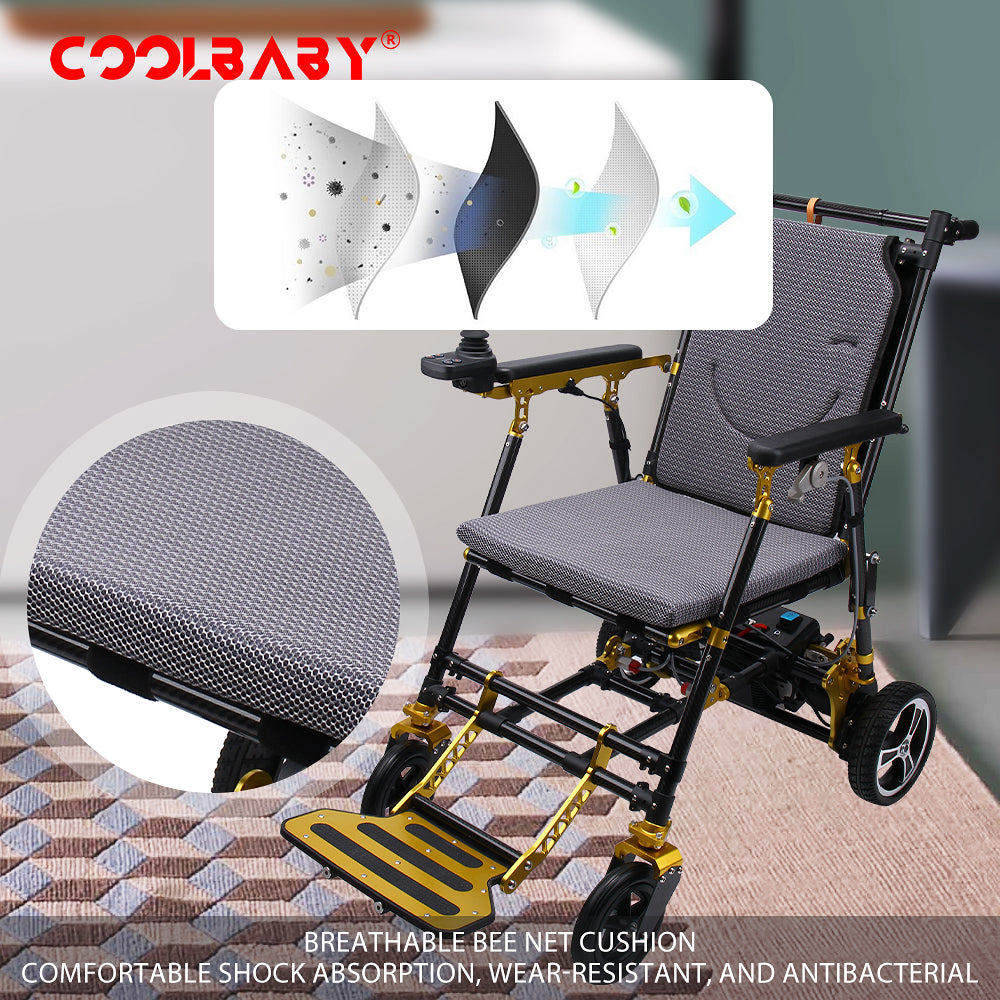 COOLBABY Super Lightweight (Only 16kg) Portable Transit Travel Wheelchair, Folding Transport Wheelchairs for Adults and Seniors - COOLBABY