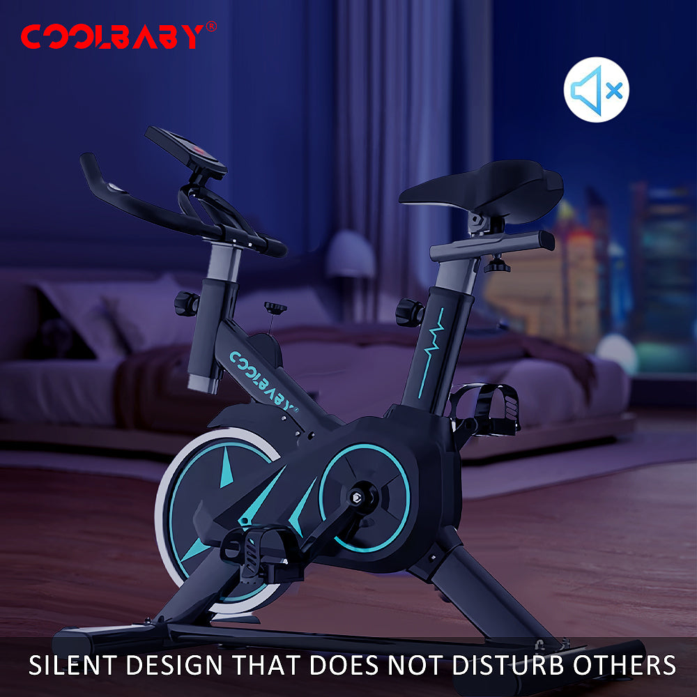 COOLBABY Indoor Cycling Bike - Magnetic Resistance, with Phone Holder, Heart Rate Monitor, Exercise Bike Cycle Stationary Bikes - COOLBABY