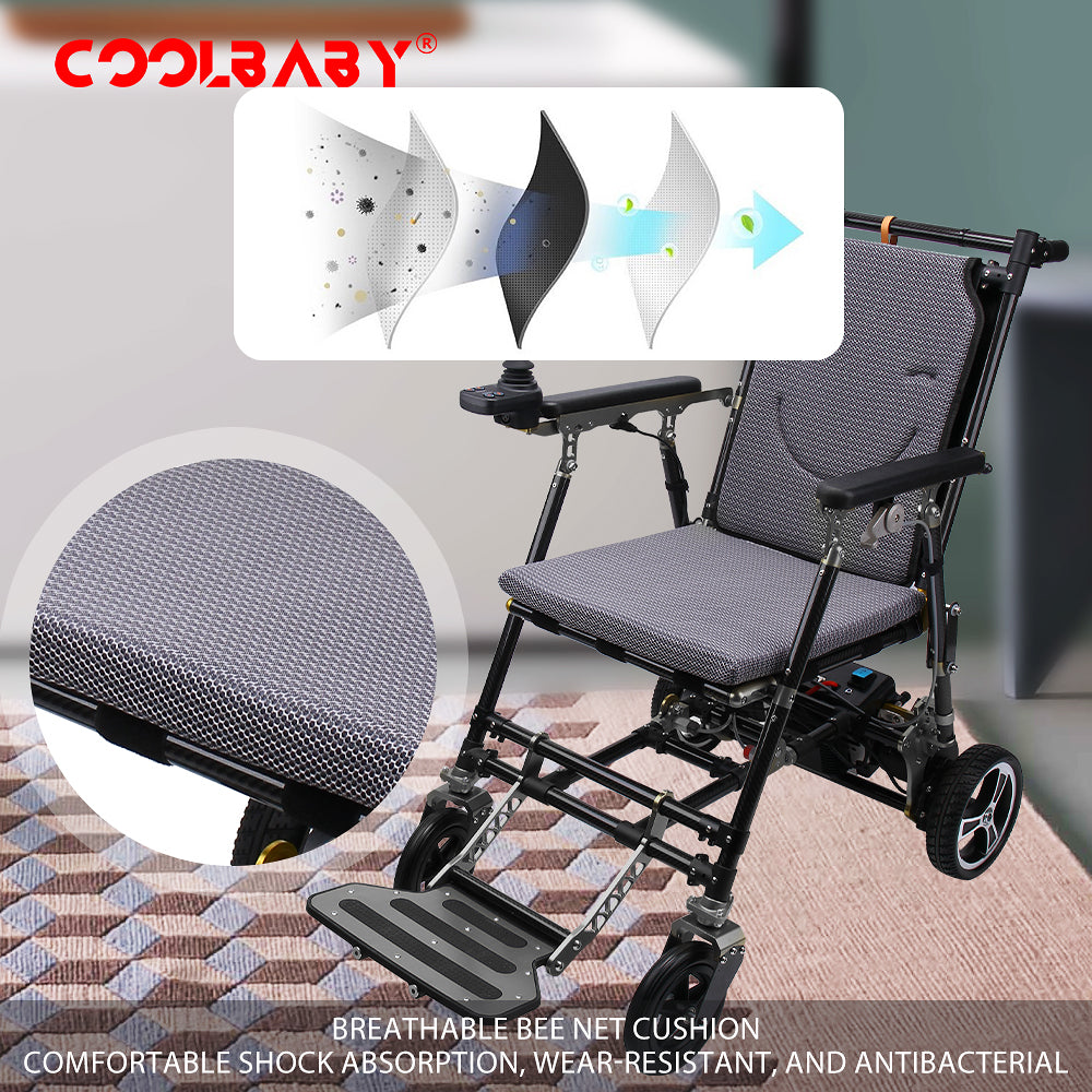 COOLBABY Super Lightweight (Only 16kg) Portable Transit Travel Wheelchair, Folding Transport Wheelchairs for Adults and Seniors - COOLBABY