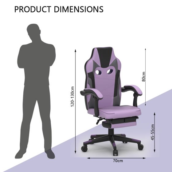 High Back Black & Violet Video Gaming Chair with PU Leatherette