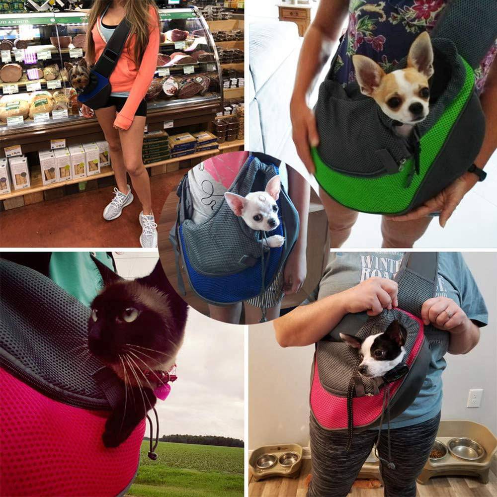 COOLBABY LZM-CWBB03 Pet Dog Out Carrying Bag,Pet Dog Sling Carrier Breathable Mesh Travel Safe Sling Bag Carrier for Dogs Cats,Within 3 kg,Small,38 * 10 * 20CM - COOL BABY