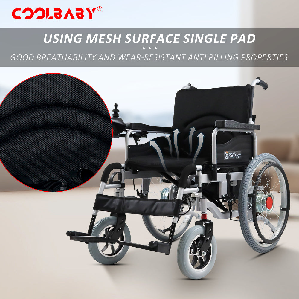 COOLBABY Electric Wheelchair Heavy Duty Foldable Electric Wheelchairs 52cm Widen Seat For Adults And Seniors - COOLBABY