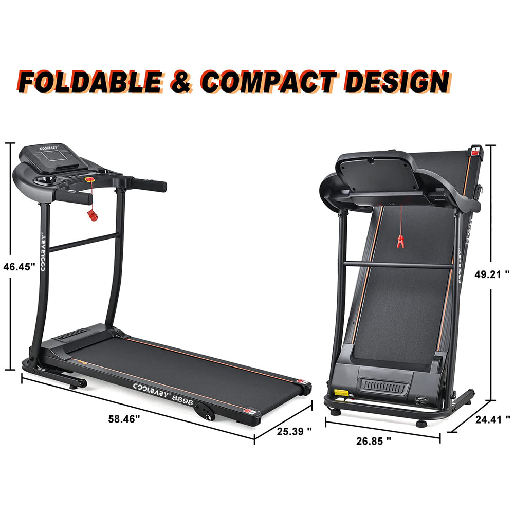 COOLBABY Folding Treadmill,1.5HP Portable Treadmill Easy Assembly Fitness Running Jogging Machine Speed 1.0-10KM/H,LZM-PBJ01 - COOLBABY